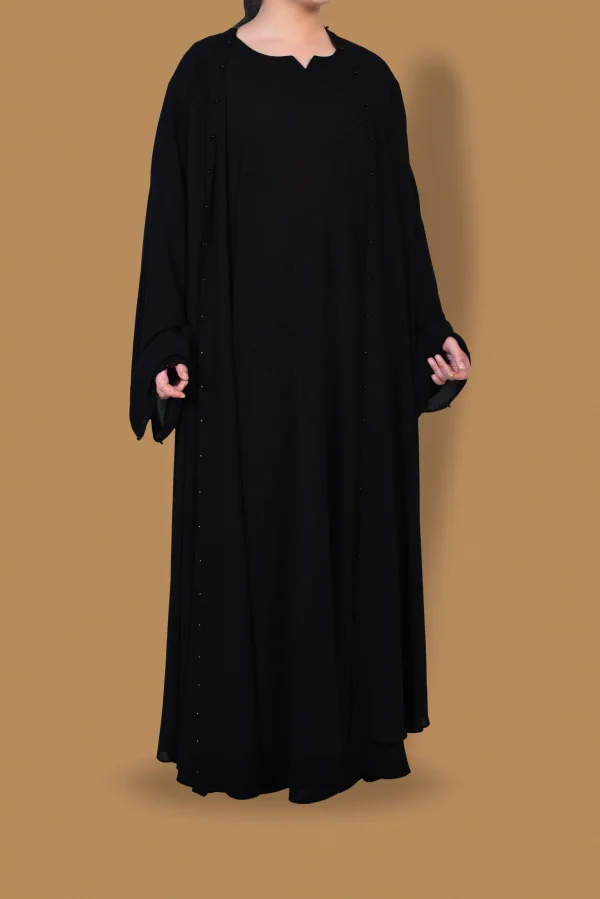 Black double layer abaya