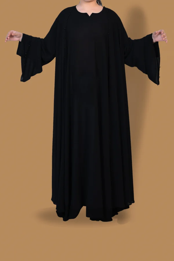 Black double layer abaya