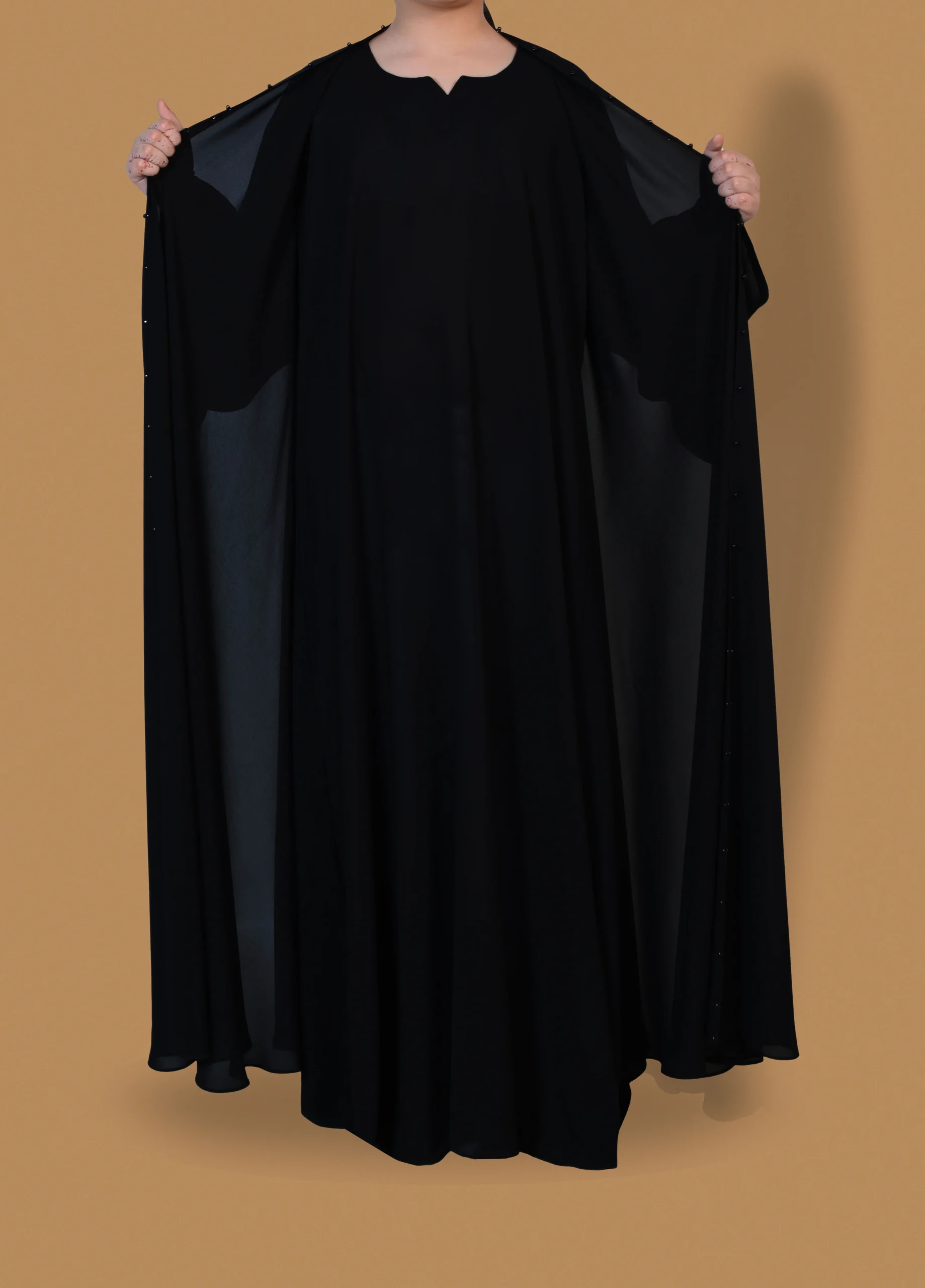 Black double layer abaya