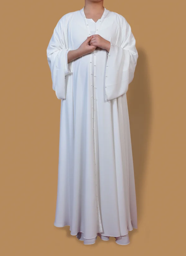 White double layer abaya