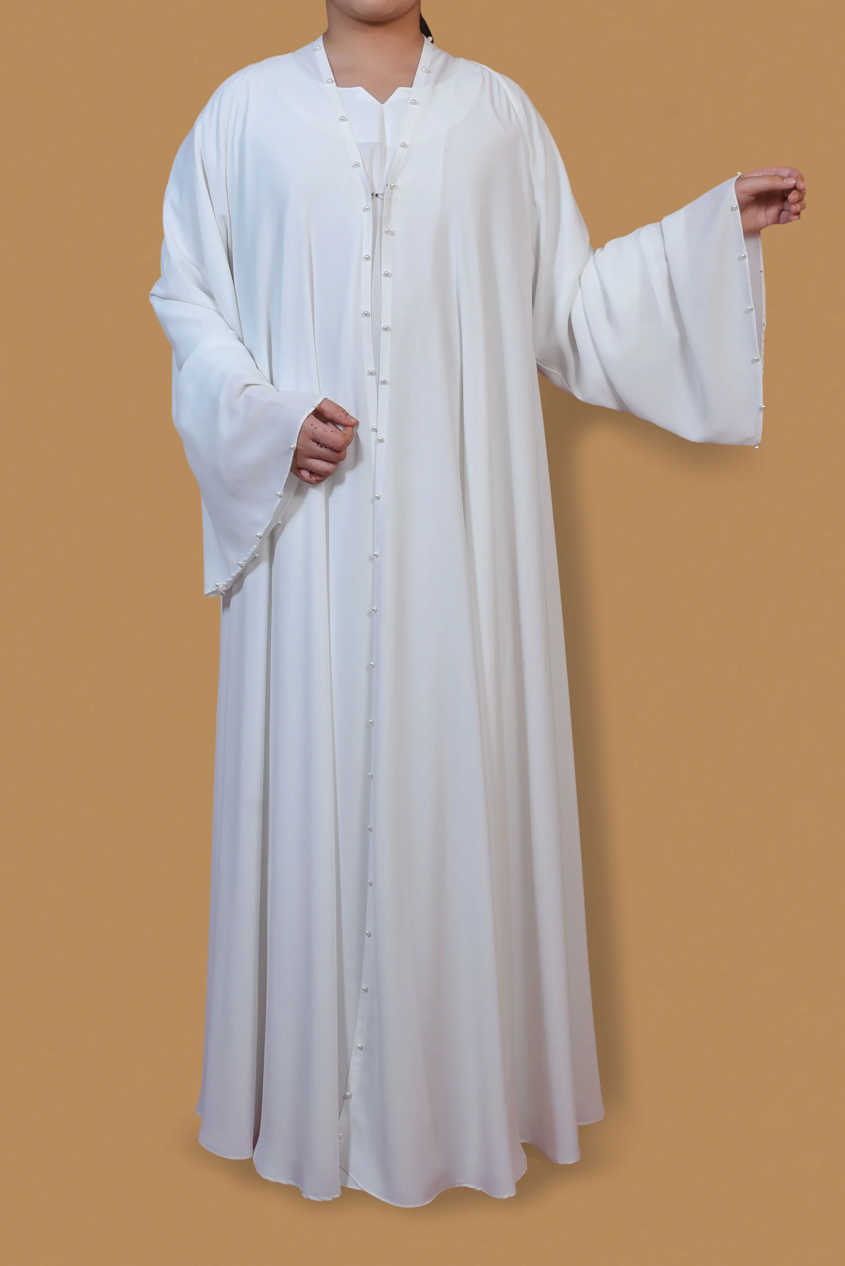 White double layer abaya