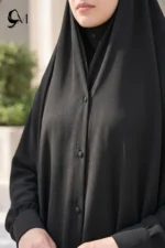 Black Irani Chadar with Sleeves & Buttons | Soft, Breathable and Wrinkle-Free Nida - Image 6