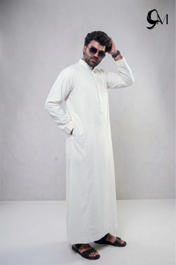 milky white thobe