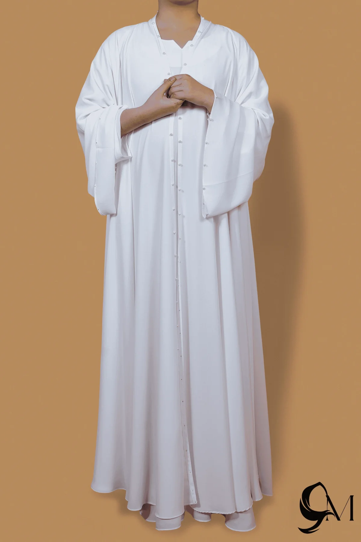 double layer abaya white