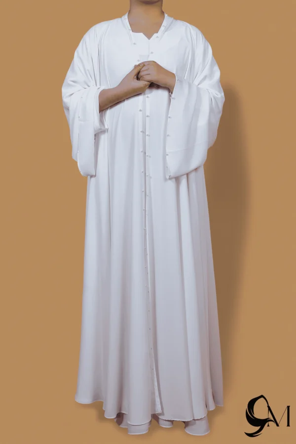double layer abaya white