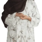 Summer Linen Arabic Abaya – Brown & Cream Print