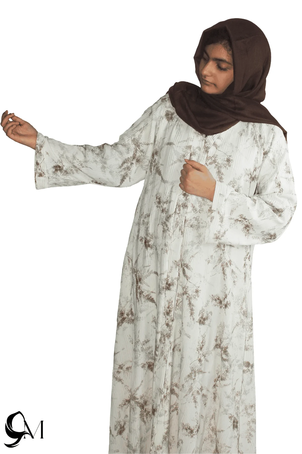printed linen abaya
