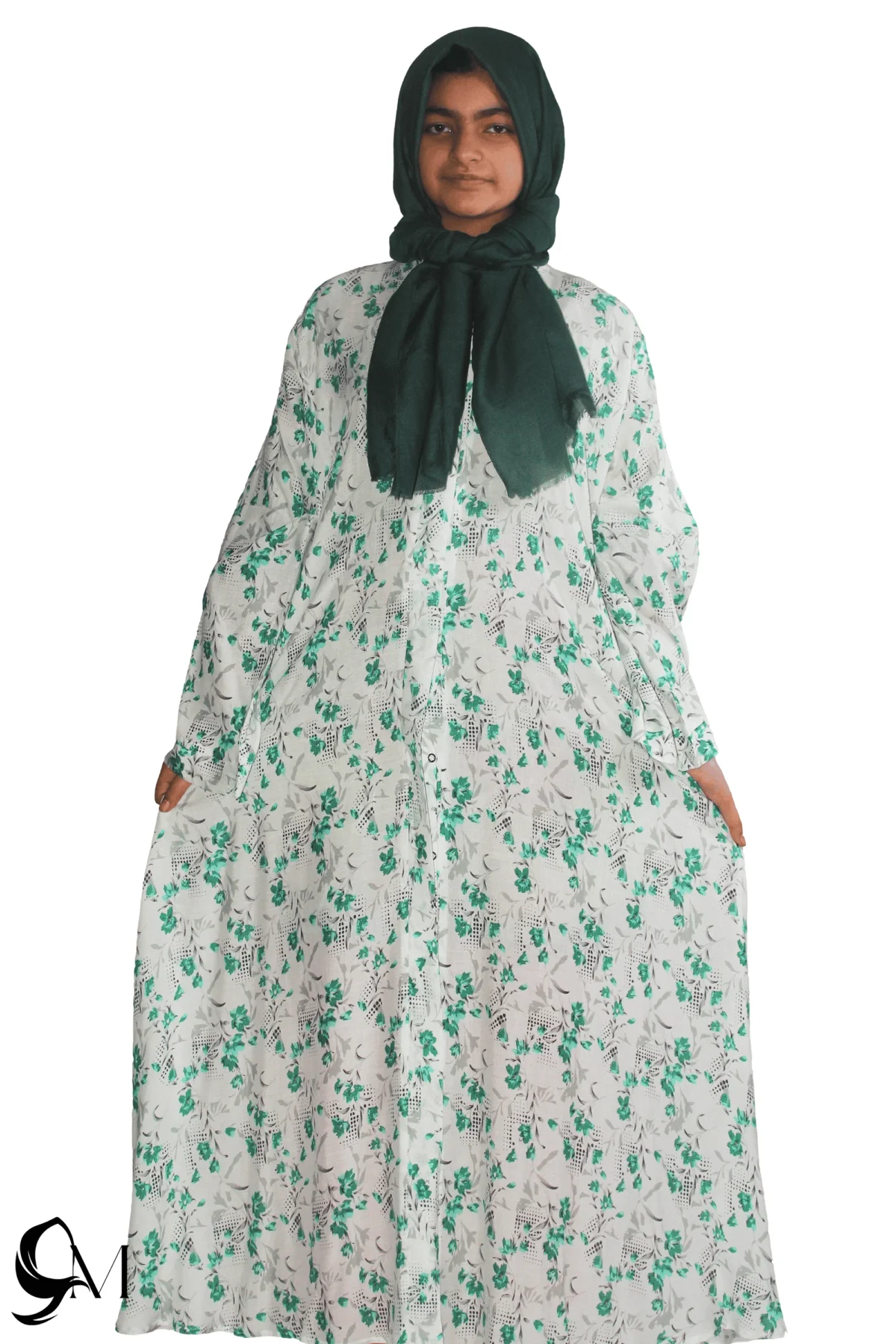 white print abaya munawer