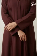 Pintuck Pleats – Deep Maroon Abaya - Image 4