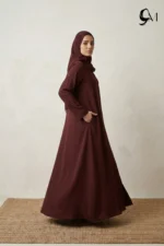 Pintuck Pleats – Deep Maroon Abaya - Image 3