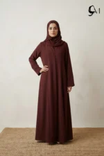 Pintuck Pleats – Deep Maroon Abaya - Image 2