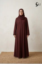 Pintuck Pleats – Deep Maroon Abaya - Image 6