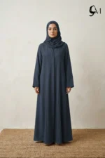 Pintuck Pleats – Charcoal Silver Abaya - Image 5