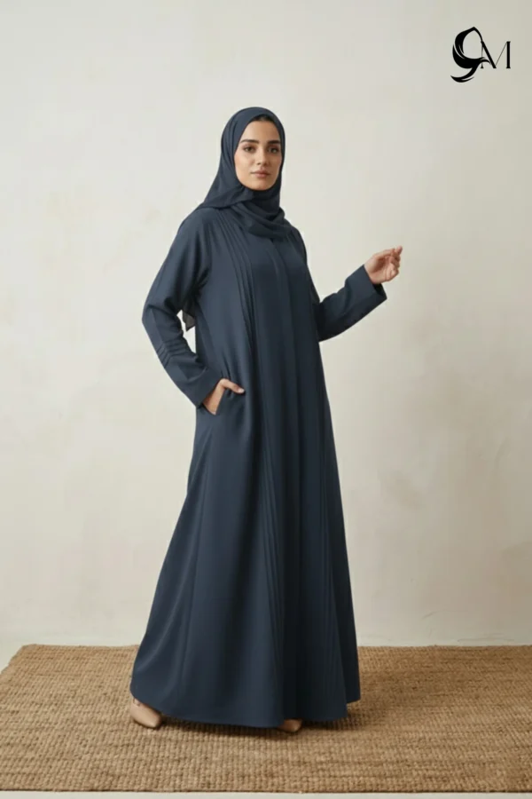 Pintuck Pleats – Charcoal Silver Abaya