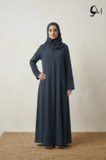 Pintuck Pleats – Charcoal Silver Abaya - Image 2