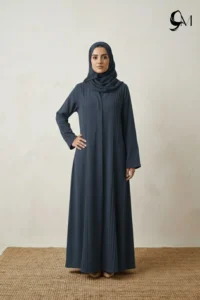Pintuck Pleats Abaya – Charcoal Silver