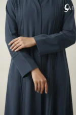 Pintuck Pleats – Charcoal Silver Abaya - Image 4