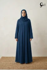 Pintuck Pleats – Prussian Blue Abaya - Image 5