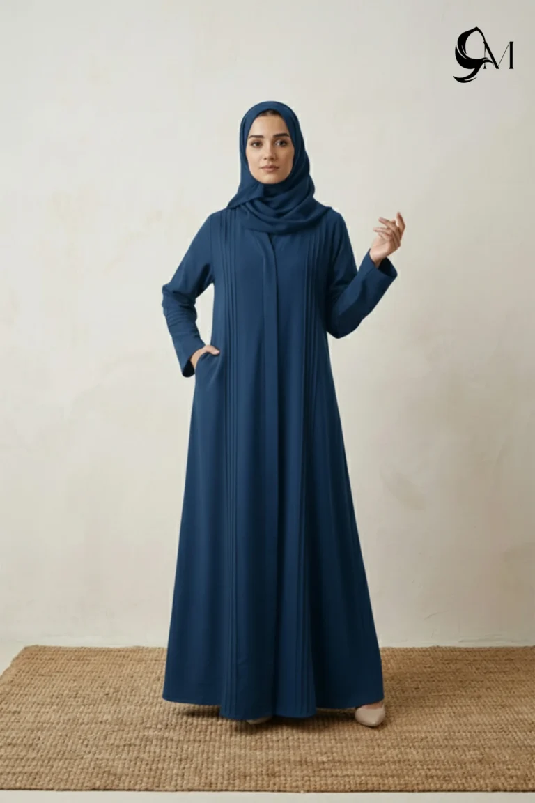 Pintuck Pleats – Prussian Blue Abaya