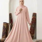 Minimalism Ajooba Abaya – Blossom Pink with matching Staller