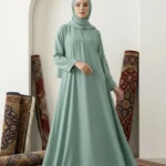 Minimalism Ajooba Abaya – Mint Whisper with matching Staller
