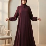 Front Close Abaya – Deep Maroon