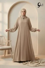 Front Close Abaya – Fawn