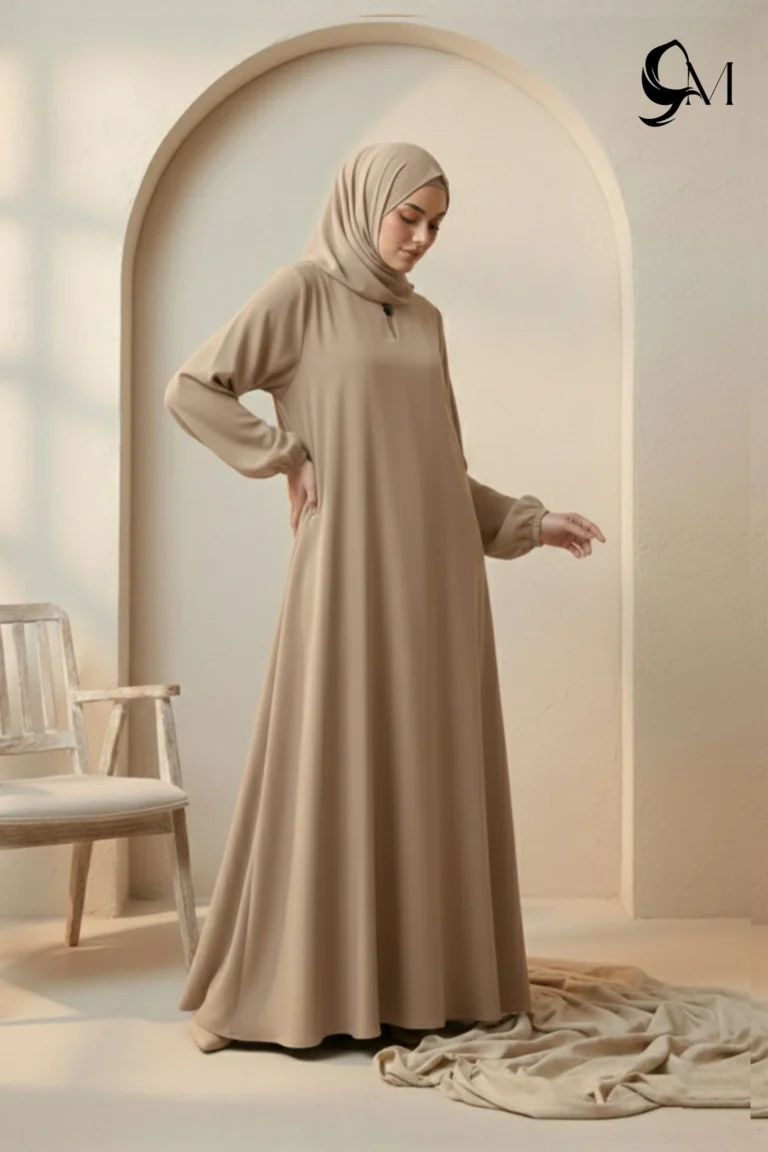 Front Close Abaya – Fawn