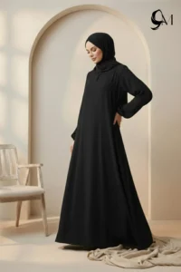 Front Close Abaya – True Black