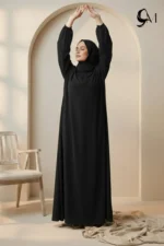 Front Close Abaya – True Black