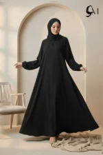 Front Close Abaya – True Black