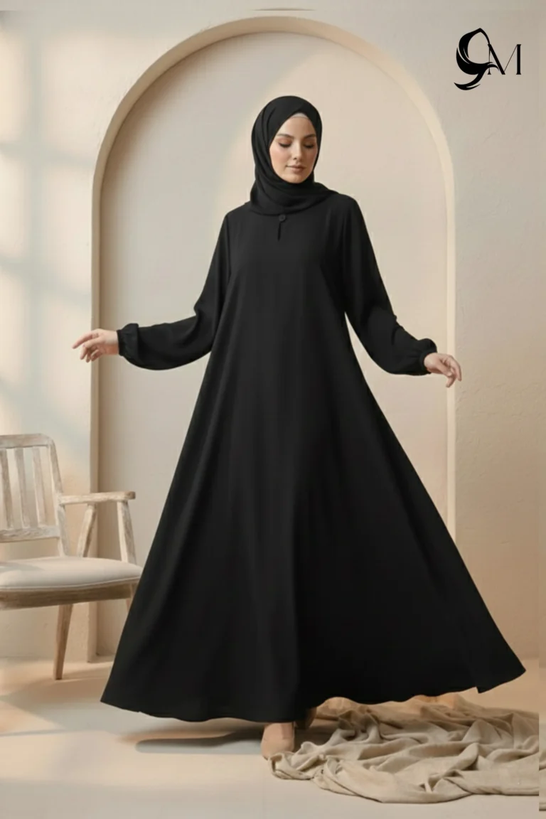 Front Close Abaya – True Black