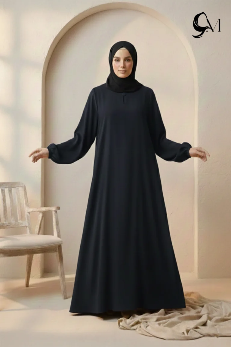 Front Close Abaya – Midnight Navy