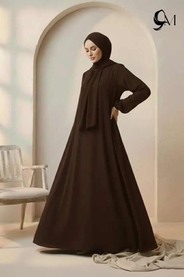 Front Close Abaya – Espresso