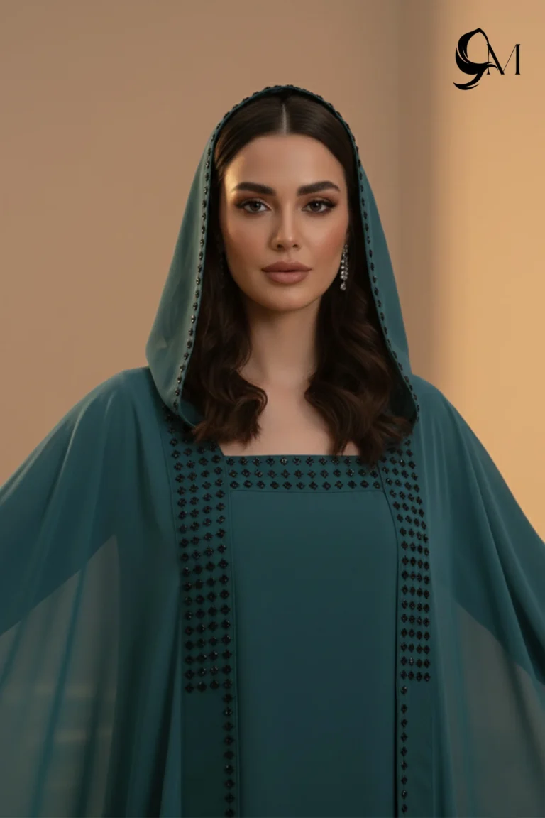 Halima Kaftan Butterfly Abaya – Deep Teal