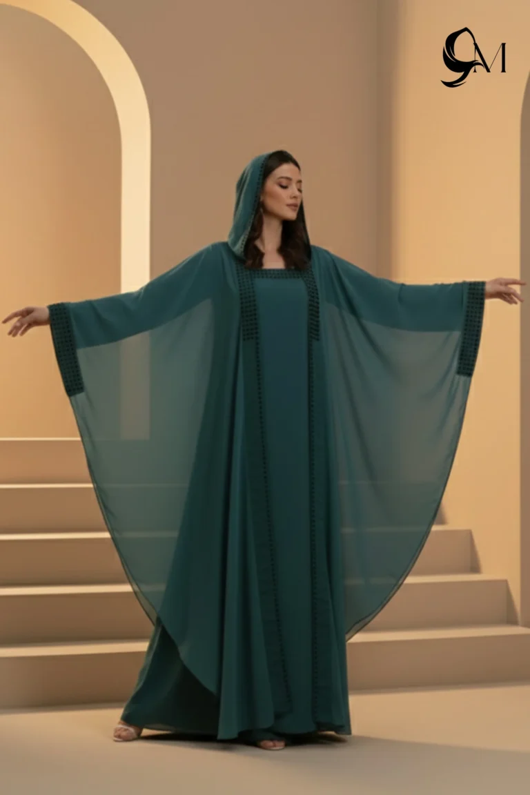 Halima Kaftan Butterfly Abaya – Deep Teal