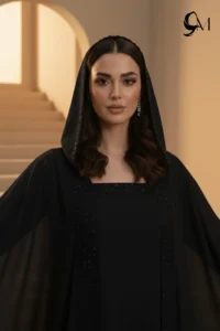 Halima Kaftan Butterfly Abaya – Black