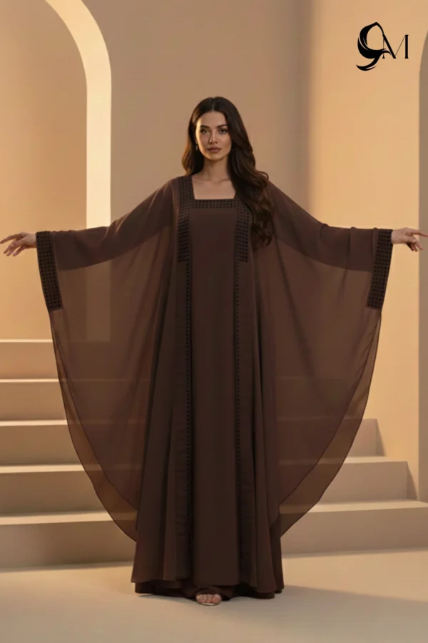 Halima Kaftan Butterfly Abaya – Chocolate Brownie