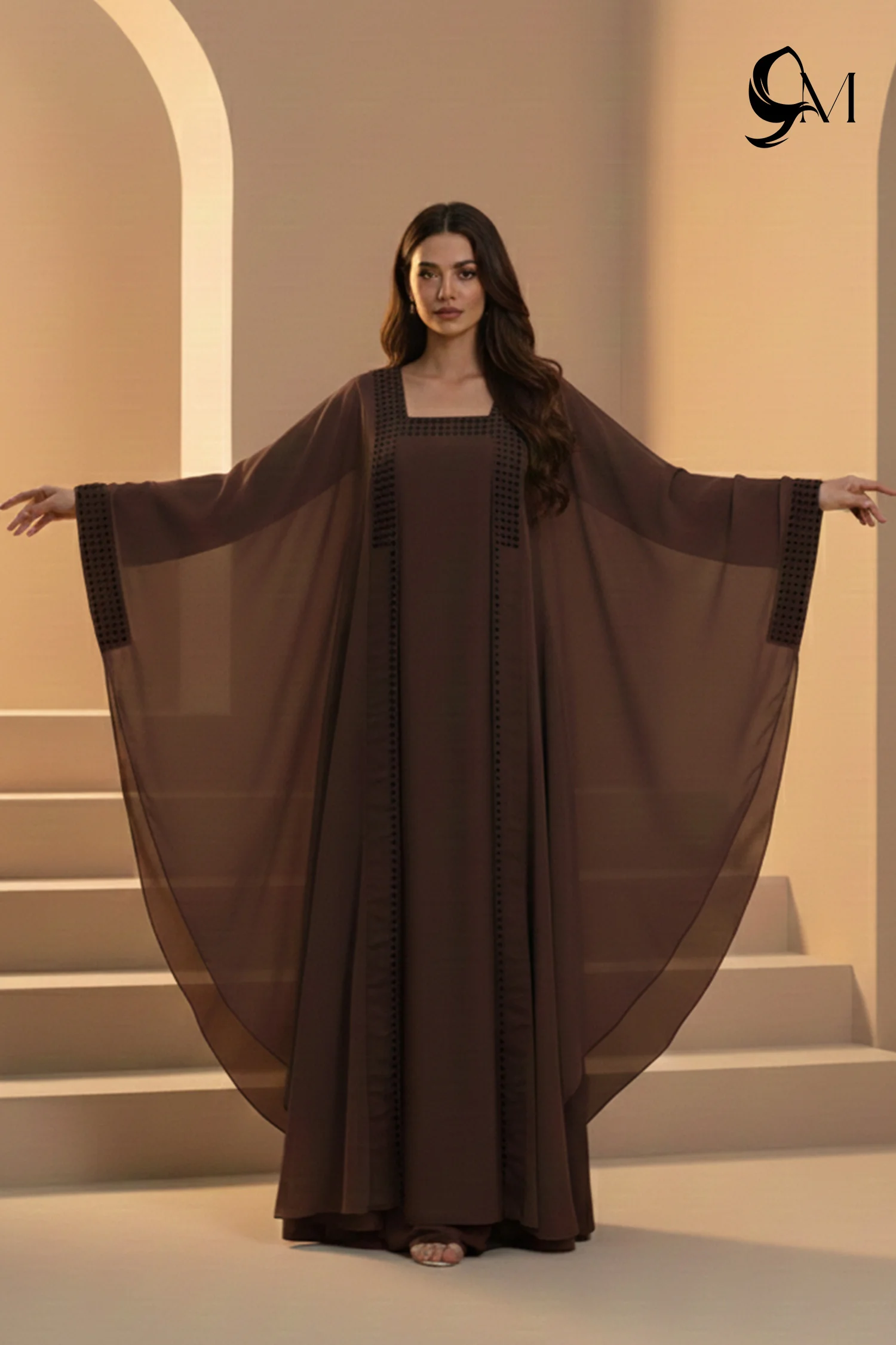 Halima Kaftan Butterfly Abaya – Chocolate Brownie Halima Kaftan Butterfly Abaya – Chocolate Brownie