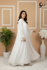 Pearl Double Layer Abaya – Bright White