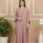 Fancy Ajooba Embroidery Abaya – Dusty Rose