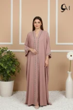 Fancy Ajooba Embroidery Abaya – Dusty Rose