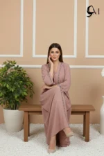 Fancy Ajooba Embroidery Abaya – Dusty Rose