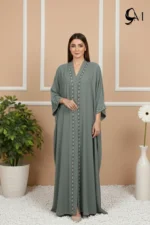 Fancy Ajooba Embroidery Abaya – Sage Green