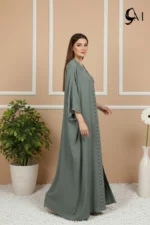 Fancy Ajooba Embroidery Abaya – Sage Green