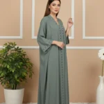 Fancy Ajooba Embroidery Abaya – Sage Green