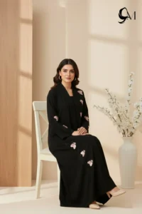 Fancy Floral Front Open – Black Beauty