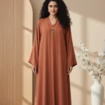 Double Layer Crinkle Zoom Abaya – Terracotta