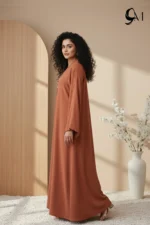 Double Layer Crinkle Zoom Abaya – Terracotta