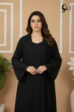 Pearl Double Layer Abaya – Pitch Black